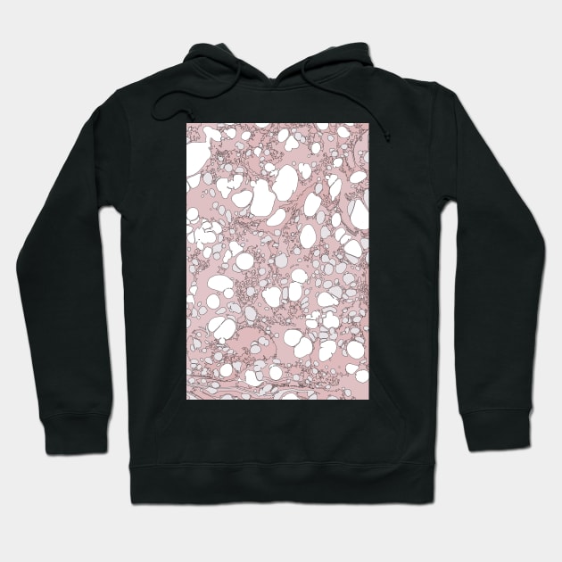 Pastel Pink White Black Bubble Paint Spilled Ink Mess Effect Hoodie by fivemmPaper